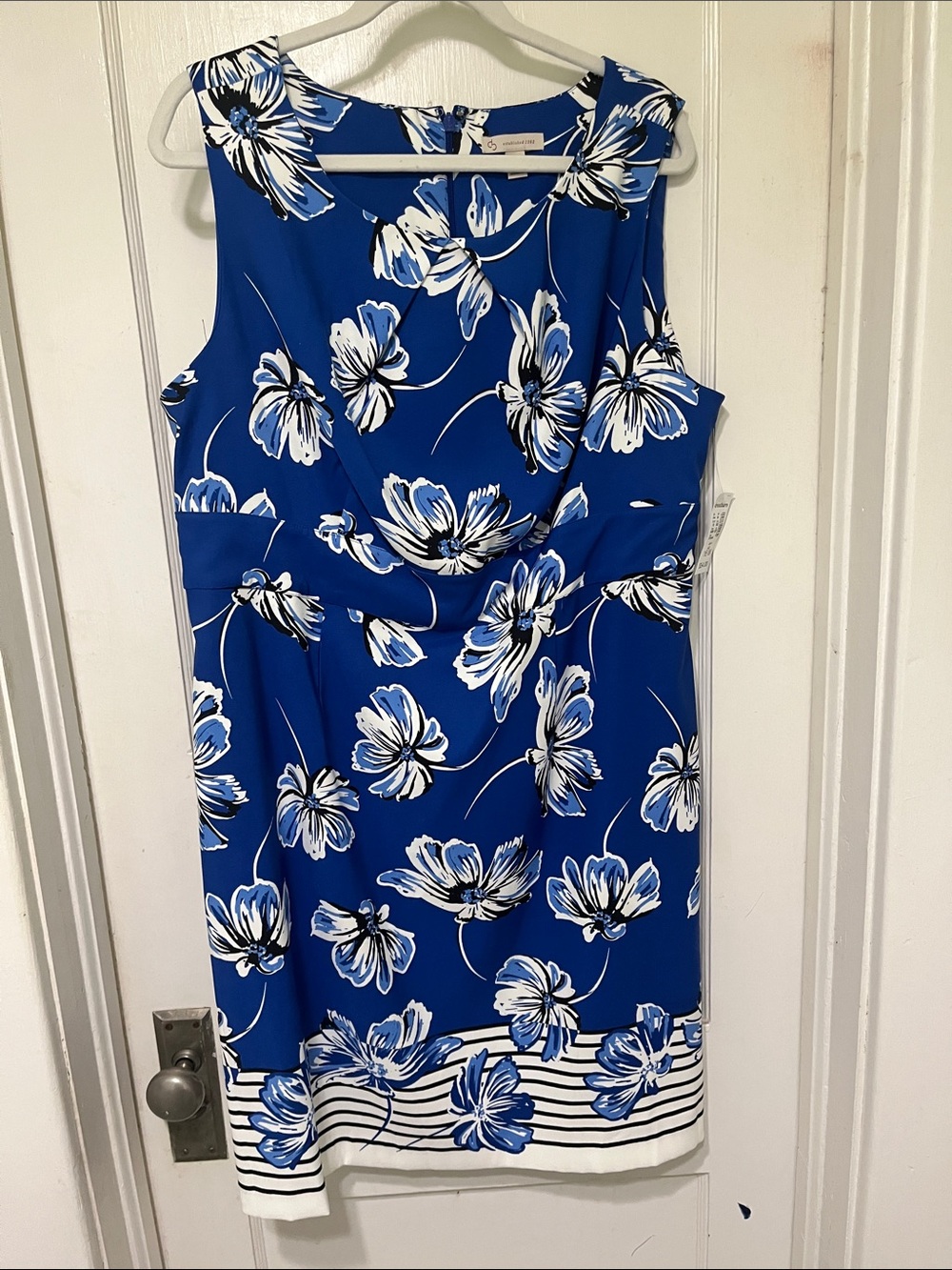 Christopher & Banks Royal Blue Floral Sheath Dress